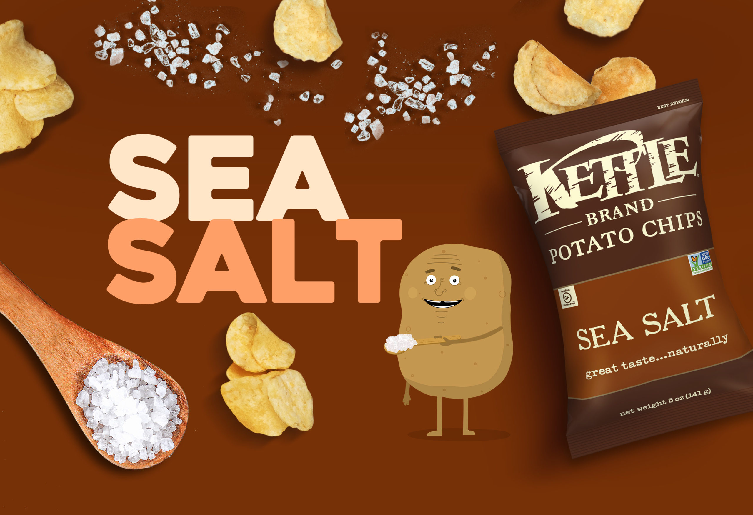 Kettle Brand Potato Chips, Sea Salt - 5 oz